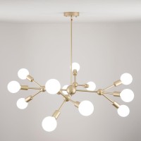 Quoobe Modern Gold Sputnik Chandelier 12 Lights Metal Ceiling Light Fixture Pendant Lighting For Bedroom Study Living Room Dinin