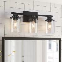 Stambord 3 Light Black Bathroom Vanity Light Modern Bathroom Light Fixtures With Clear Glass Shade Vanity Lights For Bathroom