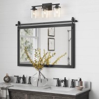 Stambord 3 Light Black Bathroom Vanity Light Modern Bathroom Light Fixtures With Clear Glass Shade Vanity Lights For Bathroom