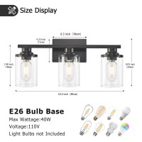 Stambord 3 Light Black Bathroom Vanity Light Modern Bathroom Light Fixtures With Clear Glass Shade Vanity Lights For Bathroom