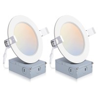 Powerasia 2 Pack Recessed Lighting 4 Inch With Junction Box 2700K3000K4000K5000K6000K Dimmable Flush Mount Ceiling Light 9