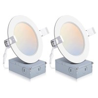 Powerasia 2 Pack Recessed Lighting 4 Inch With Junction Box 2700K3000K4000K5000K6000K Dimmable Flush Mount Ceiling Light 9