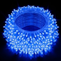 Jxledayy 500 Led Christmas Lights Outdoor Decorations, 200Ft Long Xmas Fairy Lights Waterproof Timer String Light With Clear Wire For Outside House Tree Yard Wedding Holiday Party Decor-Blue