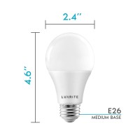 Luxrite A19 Led Light Bulbs 100 Watt Equivalent Dimmable, 3500K Natural White, 1600 Lumens, Enclosed Fixture Rated, Standard Led Bulbs 15W, Energy Star, E26 Medium Base - Indoor And Outdoor (6 Pack)