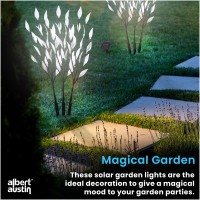 Albert Austin Solar Powered Leaf Design Lights | Patio Deck Backyard Pathway Party Outdoor Garden Decorative Fairy Solar Lights | 60 Led Branch Lights | Set Of 3