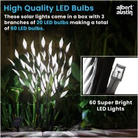 Albert Austin Solar Powered Leaf Design Lights | Patio Deck Backyard Pathway Party Outdoor Garden Decorative Fairy Solar Lights | 60 Led Branch Lights | Set Of 3