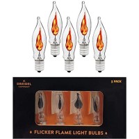 The Dreidel Company Flicker Flame Shaped Light Bulbs, E12 Replacement Bulbs, Dances With A Flickering Orange Glow, 1 Watt, 120 Volt (5-Pack)