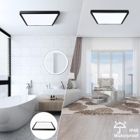 12 Inch Square Led Ceiling Light 24W Cri 90 5000K Daylight Super Bright Ceiling Lights 3200Lm Black Flush Mount Led Lamp Rec