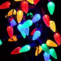 Na Sglspeed C6 Strawberry Solar Decorative Lights Christmas Outdoor, 50Led Christmas Solar Garden Lights 23Ft Solar Xmas Tree Lights For Home Kitchen Decor - Multicolor