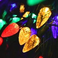 Na Sglspeed C6 Strawberry Solar Decorative Lights Christmas Outdoor, 50Led Christmas Solar Garden Lights 23Ft Solar Xmas Tree Lights For Home Kitchen Decor - Multicolor