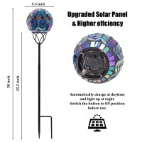 Vcuteka Solar Lights Outdoor Garden Decor Mosaic Solar Garden Lights Waterproof Glass Ball Led Pathway Stake Light For Landscape