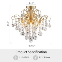 Wuzups Crystal Chandelier Flushmount Ceiling Light Modern Lighting Fixture For Bedroom Hallway Bar Kitchen Bathroom H 175 X