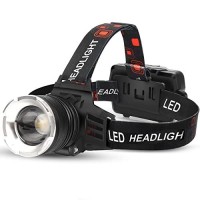 Amaker Led Rechargeable Headlamp, 90000 Lumens Super Bright With 5 Modes & Ipx6 Level Waterproof Usb Rechargeable Zoom Headlamp, 90 Adjustable For Outdoor Camping, Running, Cycling,Climbing, Etc.