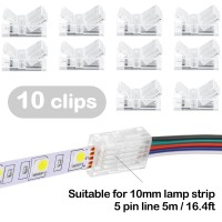 Flutesan 10 Packs Solderless Led Strip Connector Transparent Track Lighting Connectors Wire Strip Lights 164 Feet Led Strip