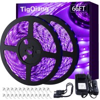 Tigqiang Black Light Strip, 20M/66Ft Flexible Led Black Light Strip Kit, 1200 Lamp Beads, 12V Black Light, Non-Waterproof For Indoor Fluorescent Dance Party, Stage, Birthday, Weeding Dark Party