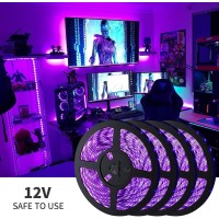 Tigqiang Black Light Strip, 20M/66Ft Flexible Led Black Light Strip Kit, 1200 Lamp Beads, 12V Black Light, Non-Waterproof For Indoor Fluorescent Dance Party, Stage, Birthday, Weeding Dark Party