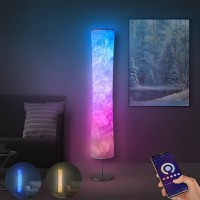 Torchlet Modern Floor Lamp, Rgb Color Changing Led Smart Lamp Alexa App Control With Diy Mode, Music Sync And White Fabric Shade, Standing Lamp For Living/Game Room Bedroom