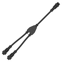 Btf-Lighting 2 Core 2 Pin Big Size Ip67 Y Shape 1 Male-Divided-2 Female Spillter Connctor Black Plastics 0.75Mm/18Awg 22Mm Metal Metal Nut Support All Btf-Lighting 2 Pin Connector