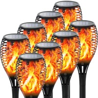 Otdair Solar Lights Outdoor(Super Larger Size), 8 Pack Large Solar Torch Lights With Flickering Flame For Halloween Decorations, Waterpoof Landscape Solar Tiki Torches Auto On/Off