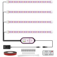 Felibeaco 4 Pack Plant Grow Light Strip,Led Growing Lamp For Indoor Plants, Full Spectrum Plant Lights With Auto On/Off Timer, 10 Dimmable Brightness, 3 Switch Modes, Dual Controllers