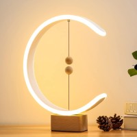 Lonrisway Balance Lamp, Desk Lamp Smart Magnetic Suspension Balance Light Creative Led Night Light Table Lamp Fun Birthday Present Modern Home Dorm Bedside Wood