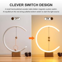 Lonrisway Balance Lamp, Desk Lamp Smart Magnetic Suspension Balance Light Creative Led Night Light Table Lamp Fun Birthday Present Modern Home Dorm Bedside Wood