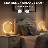 Lonrisway Balance Lamp, Desk Lamp Smart Magnetic Suspension Balance Light Creative Led Night Light Table Lamp Fun Birthday Present Modern Home Dorm Bedside Wood