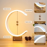 Lonrisway Balance Lamp, Desk Lamp Smart Magnetic Suspension Balance Light Creative Led Night Light Table Lamp Fun Birthday Present Modern Home Dorm Bedside Wood