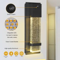 Odorpower Dusk To Dawn Wall Light 1Pc Black Outdoor Light Bubble Glass Exterior Wall Sconce Waterproof Porch Lanterns For Entryway Front Door