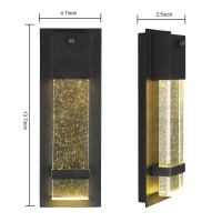 Odorpower Dusk To Dawn Wall Light 1Pc Black Outdoor Light Bubble Glass Exterior Wall Sconce Waterproof Porch Lanterns For Entryway Front Door