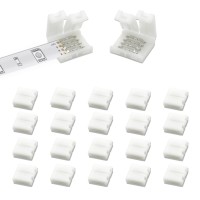 Daybetter 20 Pcs 4 Pin Led Light Connectors, 10Mm Wide Led Connectors Unwired Gapless Solderless Adapter Clips For Smd 5050 Rgb Multicolor Strip Lights, Led Strip Connectors For Diy