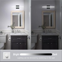 Combuh Led Bathroom Vanity Light Bar Dimmable Ip44 Over Mirror Lighting Fixture 16Inch Wall Sconces Indoor 9W Modern Cool White 6000K Black