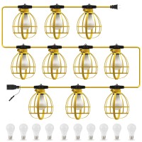 Lediary 100Ft Construction String Lights 10 Bulbs 100W 10500Lm String Work Lights With 10 Medium Base Sockets Linkable Jobsite