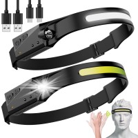 Led Headlamp, 2 Pack Rechargeable Flashlight For Adults, 230