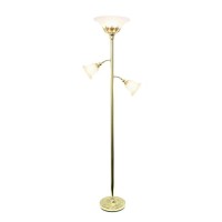 Brighten up your living space with this elegant 3 light floor lamp It features 2 adjustable reading lights to focus on the area of your choice The beautiful metal base is accented by scalloped glass shades to complete the timeless look Perfect for your be