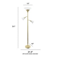 Brighten up your living space with this elegant 3 light floor lamp It features 2 adjustable reading lights to focus on the area of your choice The beautiful metal base is accented by scalloped glass shades to complete the timeless look Perfect for your be