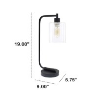 Modern Iron Desk Lamp With Glass Shade, Black