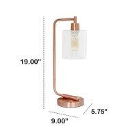 Modern Iron Desk Lamp With Glass Shade, Rose Gold