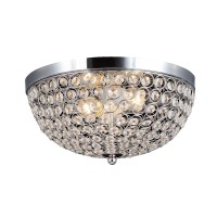 Lalia Home Crystal Glam 2 Light Ceiling Flush Mount, Chrome