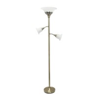 Brighten up your living space with this elegant 3 light floor lamp It features 2 adjustable reading lights to focus on the area of your choice The beautiful metal base is accented by scalloped glass shades to complete the timeless look Perfect for your be