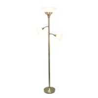 Brighten up your living space with this elegant 3 light floor lamp It features 2 adjustable reading lights to focus on the area of your choice The beautiful metal base is accented by scalloped glass shades to complete the timeless look Perfect for your be