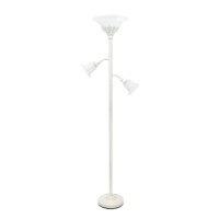 Brighten up your living space with this elegant 3 light floor lamp It features 2 adjustable reading lights to focus on the area of your choice The beautiful metal base is accented by scalloped glass shades to complete the timeless look Perfect for your be