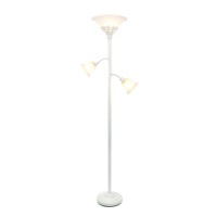 Brighten up your living space with this elegant 3 light floor lamp It features 2 adjustable reading lights to focus on the area of your choice The beautiful metal base is accented by scalloped glass shades to complete the timeless look Perfect for your be