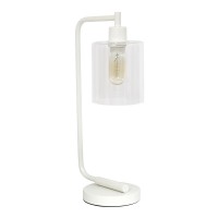 Modern Iron Desk Lamp With Glass Shade, White