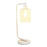 Modern Iron Desk Lamp With Glass Shade, White