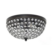 Lalia Home Crystal Glam 2 Light Ceiling Flush Mount, Restoration Bronze