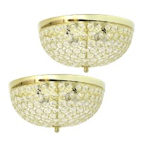 Lalia Home Crystal Glam 2 Light Ceiling Flush Mount 2 Pack, Gold