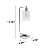 Modern Iron Desk Lamp With Glass Shade, Chrome