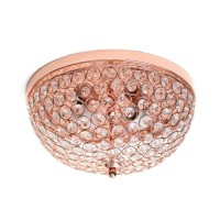 Lalia Home Crystal Glam 2 Light Ceiling Flush Mount Rose Gold