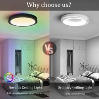 Novelux 12 Inch 25 Watt Wifi Smart Ceiling Light, Led Ceiling Lights Dimmable(0%-100%) 2700-6500K & Rbg Million Colors, Ceiling Light Fixtures Flush Mount For Porch-1 Pack